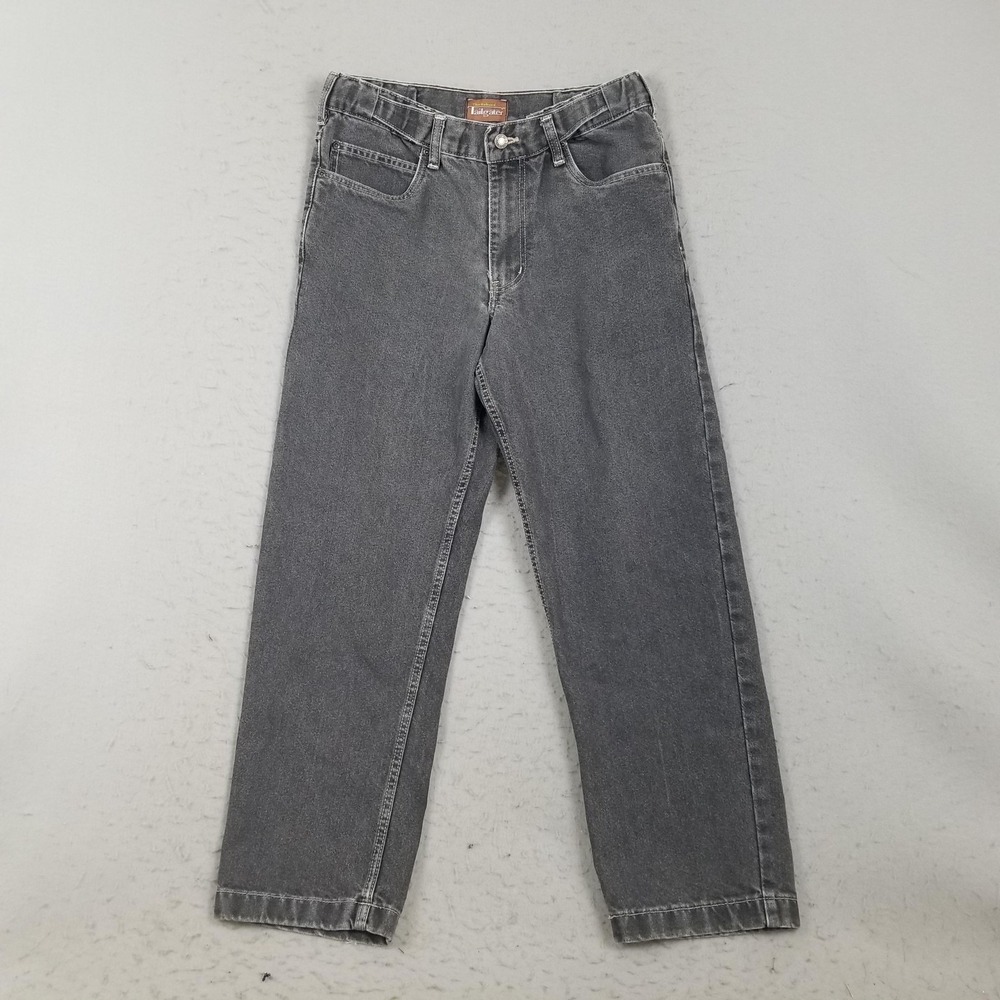 Haband Jeans Men 32x29 Gray Tailgater Straight Elastic Waist Denim Pants LV20